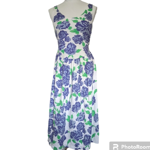 Vintage Gathered Waist Floral Dress - Picture 4 of 8